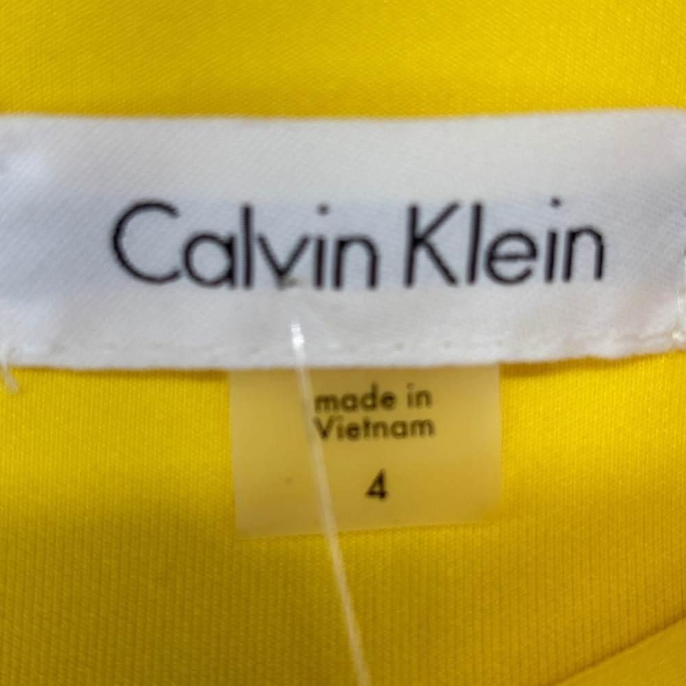 Calvin Klein Yellow Sleeveless Sheath Dress Size 4 Ruched New Casual Business - Picture 4 of 11